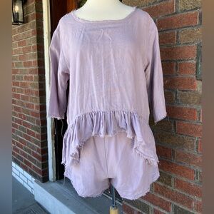 LO Len Ok Linen Set - Top and Shorts (Sz M)
